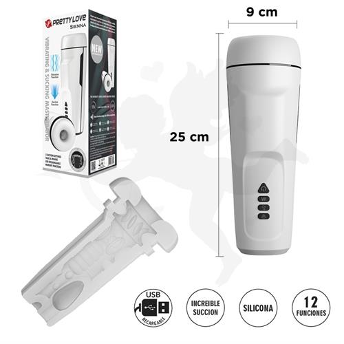 Masturbador con 12 funciones de vibracion, 3 funciones de succion,funcion de sonido y carga USB